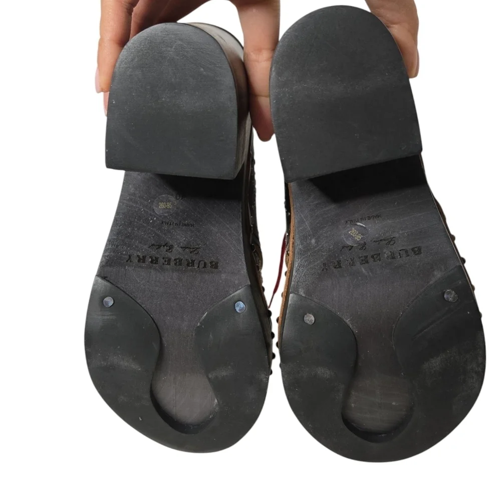 NEW Burberry Italy Riveted Studded Leather Heeled Clog Ankle Boots $1295 Size 40 - Picture 9 of 12